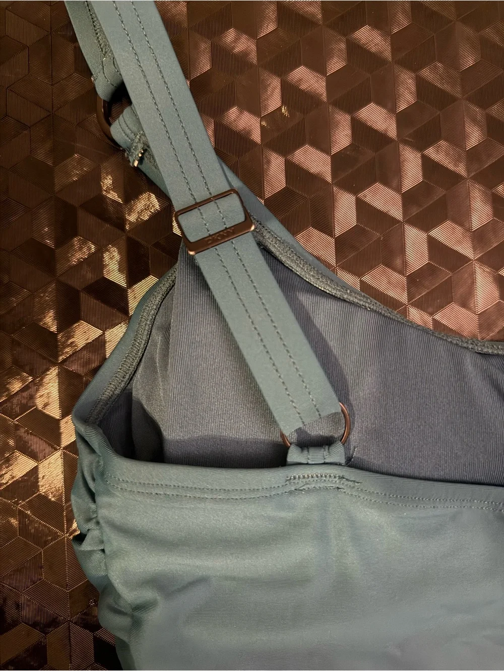 {DKNY} Teal One-Piece Swimsuit Bathing Suit with Ring-Strap Detail - Picture 6 of 9